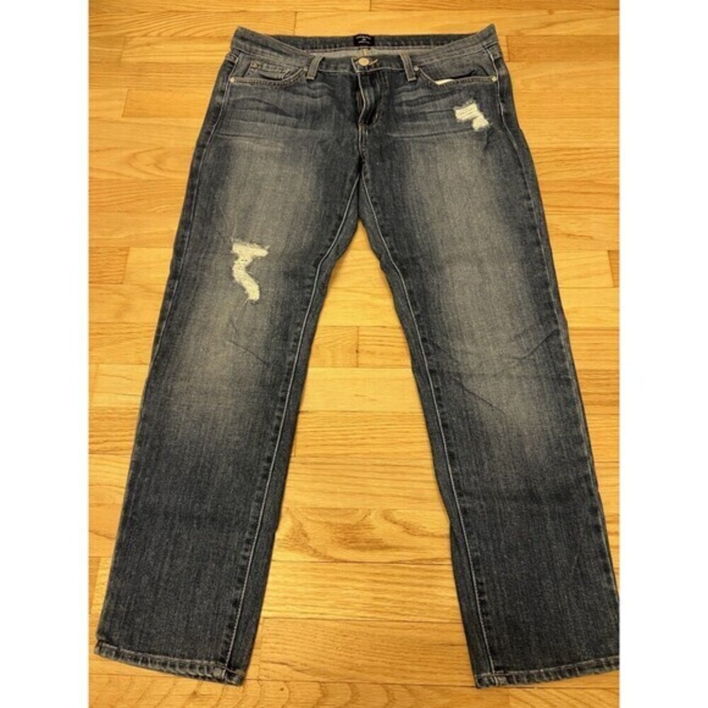 Just‎ Black Distressed Straight Leg Jeans Medium Wash Made in USA Size 28